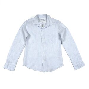 Frank & Eileen Barry 100% Linen Blouse Shirt Women's S - Blue/White Striped
